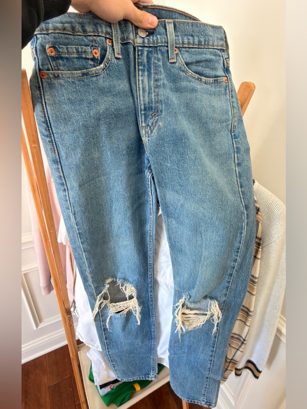 Levi's Blue Denim Jeans with Tan Leather Patch